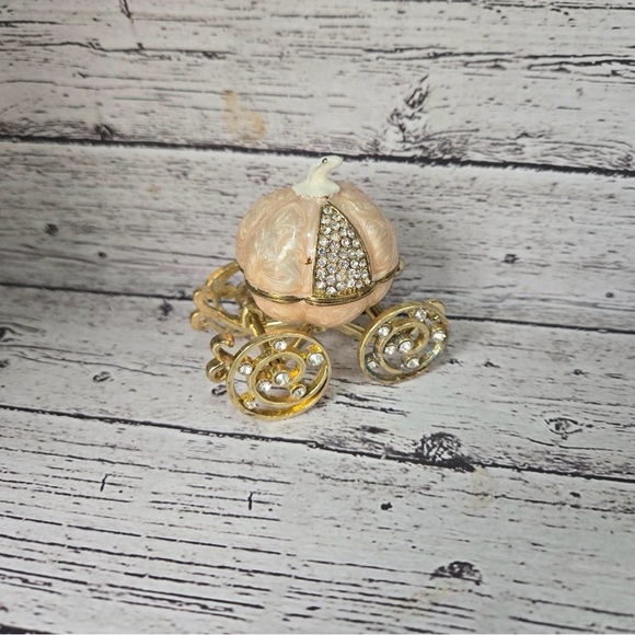 Other - Cinderella Pumpkin Carriage MINI Trinket Box Pink Rhinestone Collectible